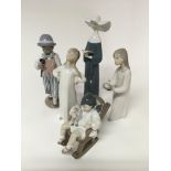 5 Lladro porcelain figurines.