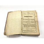 An antique book, 'The Theory and Practice of Architecture; or Vitruvius and Vignola' by Perrault,