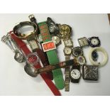 A collection of mixed vintage watches inc a set of Rolex spoons and 1 sterling silver American