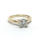 A 9ct yellow gold, single solitaire diamond ring, approx 0.96ct, ring size approx O