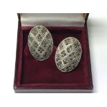 A pair of silver Marcasite clip on earrings