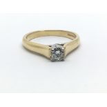 An 18ct yellow gold solitaire diamond ring, approx 0.28ct, ring size approx M/N