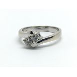 An 18ct white gold and two stone diamond ring, approx 0.33ct, ring size approx M/N
