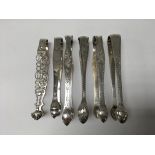 6 pairs of Georgian Hallmarked silver Sugar tongs.