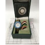 A Gucci ladies multi bezel watch boxed with additional boxed Gucci colours bezel. 11/12, 0647524.