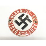 WW2 Style German Enamel Sign “German has awakened“