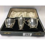 A cased hallmarked silver cruet set with marks for Sheffield 1946,
