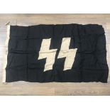 German SS WW2 style Flag approx 5x3 feet , maker marked , service wear , GVF