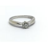 An 18ct white gold diamond solitaire ring, approx 0.25ct, ring size approx O/P