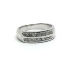 An 18ct white gold and diamond ring, having two rows of diamonds - a total of fourteen, approx 0.