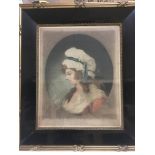 Two framed mezzotints of ladies in the style of Gainsborough. Approx sizes 57cm x 67cm and 41cm x