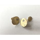 A pair of 9carat gold cufflinks set with diamonds weight 3.5g