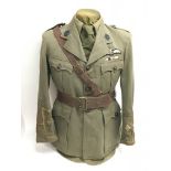 RFC interest a WW1 styled Cuff Rank tunic with Sam Browne belt complete with 3x years overseas WW1