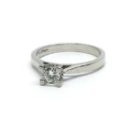 A platinum and diamond solitaire ring, approx 0.40ct, ring size N/O