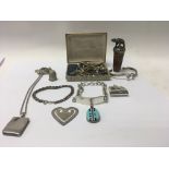 A collection of silver jewellery together with costume jewellery.