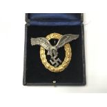 German Luftwaffe WW2 style Pilots badge , maker OSG marked , in fitted case GVF