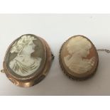 Two cameo brooches both set in 9carat gold (2)