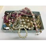 A small box of good mixed costume jewellery