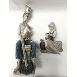 A Large Lladro porcelain Figure of a chimney sweep plus an addition Lladro figure of a potter.