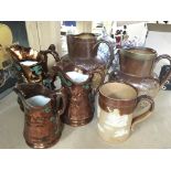 2 stoneware harvest jugs, A Doulton stoneware tank