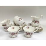 A Royal Albert tea service in Lavender Rose pattern.