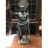 A Italian bronze figure of Augustus Caesar singed to the base Chapparelli Roma .46 cm