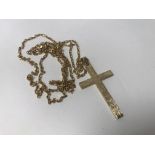 A heavy 9ct gold cross and chain, 17.10g