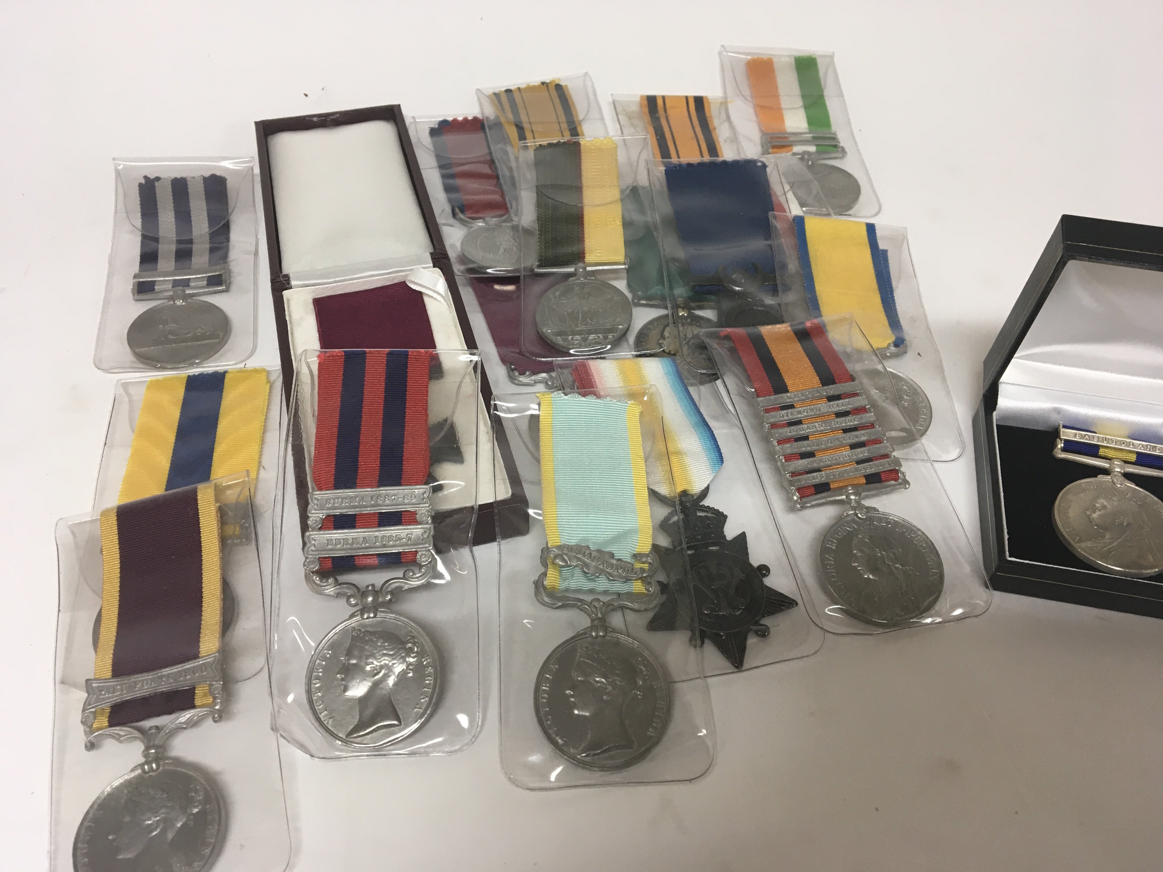 A collection of retrospective copy medals including The Battle of Waterloo medal