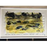 A large abstract painting unsigned, attributed to Patrick Crouch. With frame 144cm x 91cm.