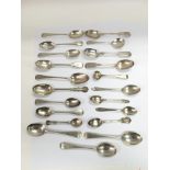 A collection of Victorian and later silver spoons, approx 472g.