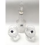 A hallmarked silver collar decanter plus 2 Edinburgh crystal brandy glasses.