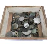 A box of old GB and foreign coins.