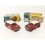 Corgi toys, #333 RAC International Rally BMC Mini-Cooper S and #321 Special release 1965 Monte Carlo