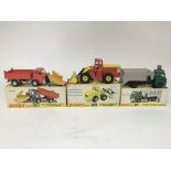 Dinky toys, #439 Ford D800 Snow plough and tipper truck, #973 Eaton vale articulated tractor