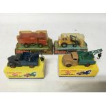 Dinky toys, #430 Breakdown lorry x2, #437 Muir hill 2WL loader and #438 Ford D800 tipper truck,