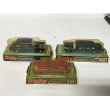 Dinky toys, #128 Mercedes Benz 600, #131 Jaguar e type 2+2 and #152 Rolls Royce phantom V, boxed