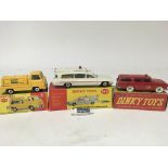 Dinky toys, #436 Atlas Copco compressor lorry, #263 Superior criterion Ambulance and #257 Canadian