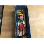 Pelham puppets, boxed , no lid, Pinocchio