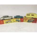Dinky toys, #198 Rolls Royce phantom V, #135 Triumph 2000 and #117 Four berth caravan, boxed