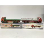 Dinky Supertoys, #902 Foden flat truck and #905 Foden flat truck with chains, boxed