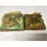 Dinky toys, #734 P47 Thunderbolt and #722 Hawker Harrier, boxed