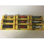 Corgi toys, boxed Diecast vehicles, Whizzwheels. Including #377 Marcos 3 litre x2, #384 Adams bros