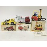 Dinky toys, #437 Muir hill 2WL Loader, #434 Bedford TK crash truck and #404 Conveyancer fork lift