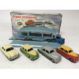 Dinky Supertoys, #990 Pullmore car transporter with four cars and ramp, gift set, boxed, tatty box