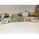 Dinky toys, #971 Coles mobile crane, #752 Goods yard crane and #972 20 ton lorry mounted crane ,