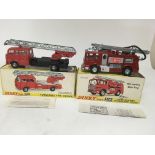 Dinky toys, #956 Turntable fire escape and #285 Merryweather Marquis fire tender, boxed
