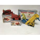 Dinky toys, #961 Blaw Knox bulldozer, #963 Blaw Knox heavy tractor and #564 Elevator loader , boxed