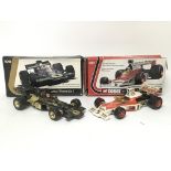 Corgi toys , boxed F1 racing cars , 1:18 scale , including #190 JPS Lotus and #191 Texaco Marlbro