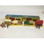 Corgi toys, gift set #2, x2 Land Rover with rices pony trailer and pony, both boxed , one box has
