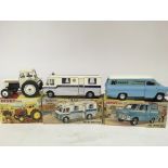 Dinky toys, #305 David Brown tractor, #280 Midland mobile bank and #407 Ford Transit van, boxed